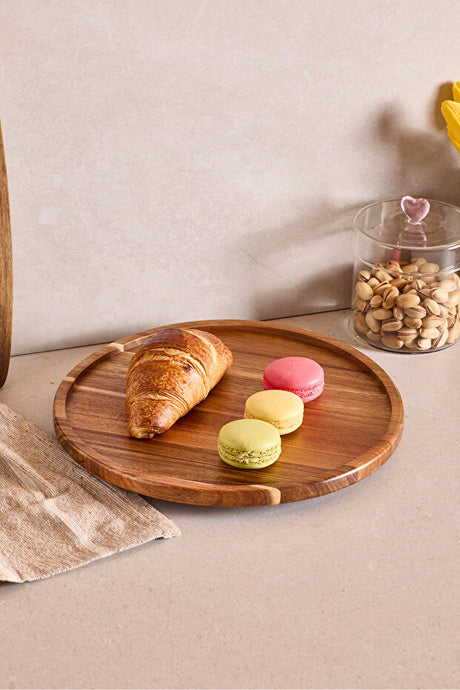 Acacia Rotating Serving Plate - 28 cm Elegant Wood Design