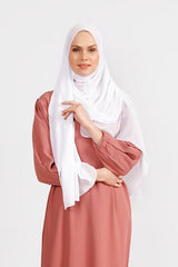 White Crepe Chiffon Shawl - Lightweight & Easy Care