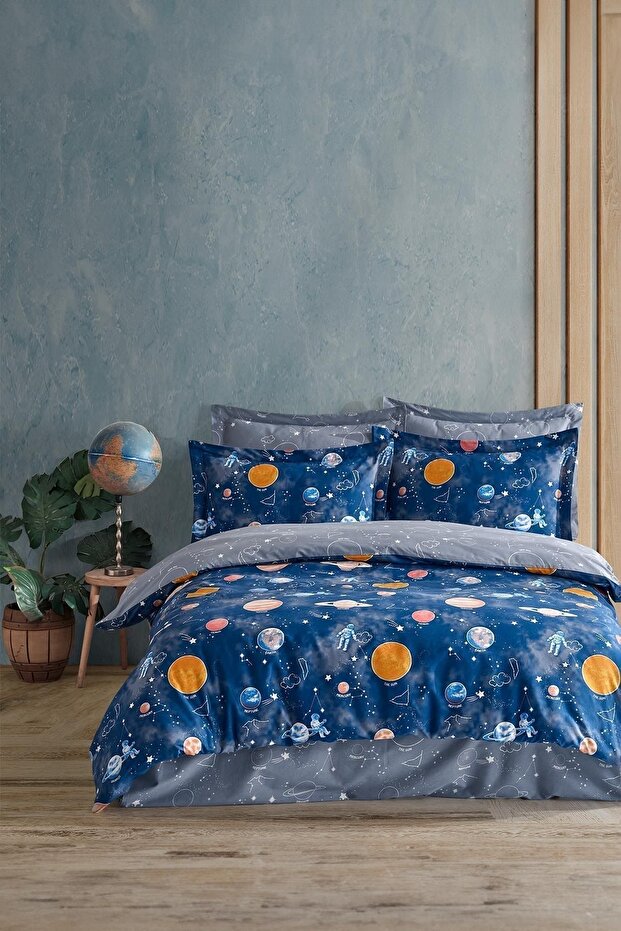 Galaxy 100% Cotton Double Duvet Cover Set - Space Theme