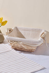 Willow Wicker Bread Basket with Fabric Liner - 24x24x10 cm