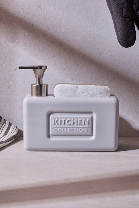 750ml Porcelain Kitchen Liquid Soap Dispenser with Sponge Holder