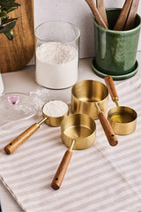 4-Piece Large Measuring Cup Set with Elegant Wooden Handles