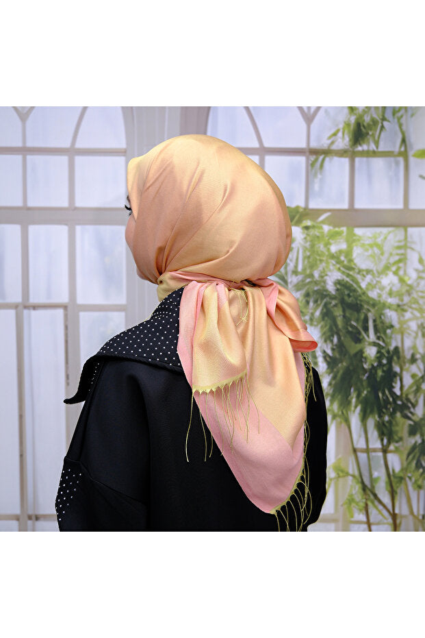 Zijdeachtige Viscose Franje Sjaal - Nude
