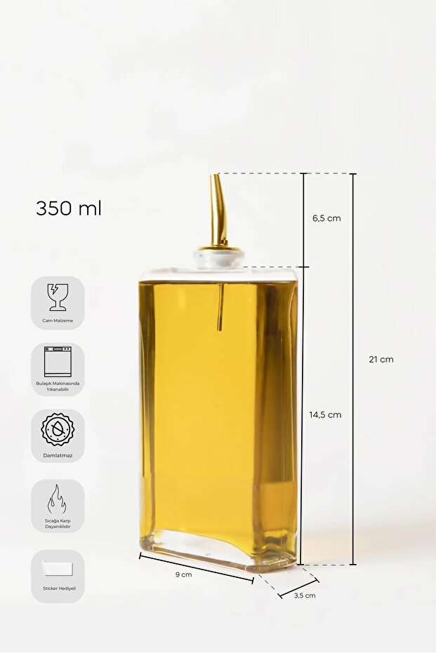350ml Glass Oil & Vinegar Dispenser Bottle with Silver Pour Spout