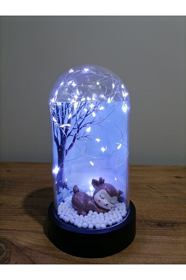 Enchanted Sleeping Deer Lighted Cloche - Romantic Home Decor Gift