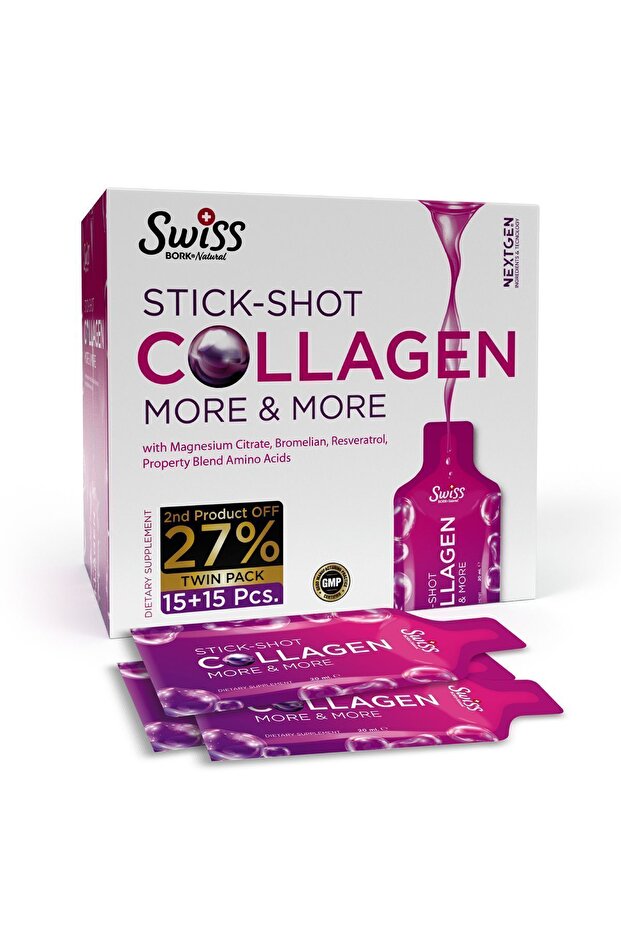 Swiss Bork Natural Hydrolyzed Collagen Stick Shot - Beauty Complex 30x20ml