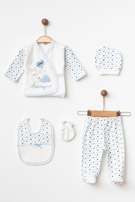 Newborn 5-Piece Snuggle Bunnies Baby Outfit Set - 0-3 Months
