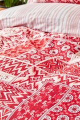 Pietra Red 100% Cotton Single Duvet Cover Set