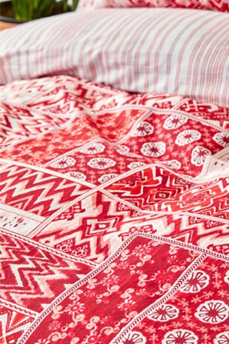 Pietra Red 100% Cotton Single Duvet Cover Set