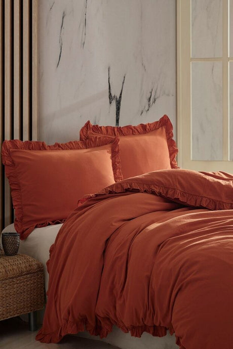 100% Cotton Ruffled Double Duvet Cover Set - 200x220 cm, 2-Piece