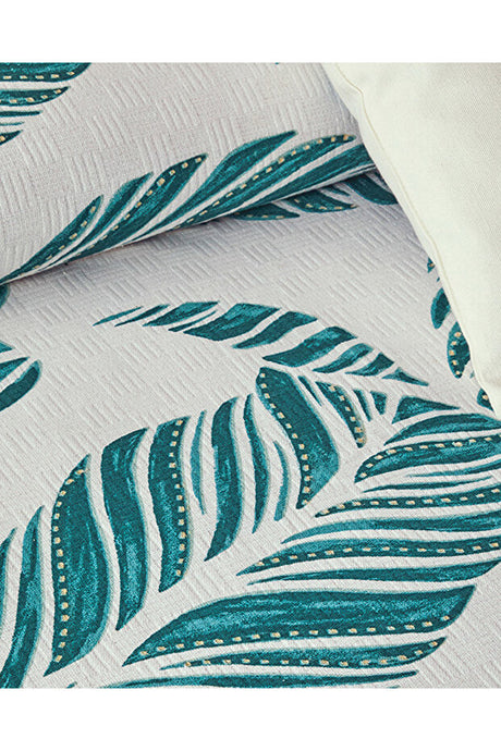 Leafy Wonder Double Size Cotton Bedspread - Green