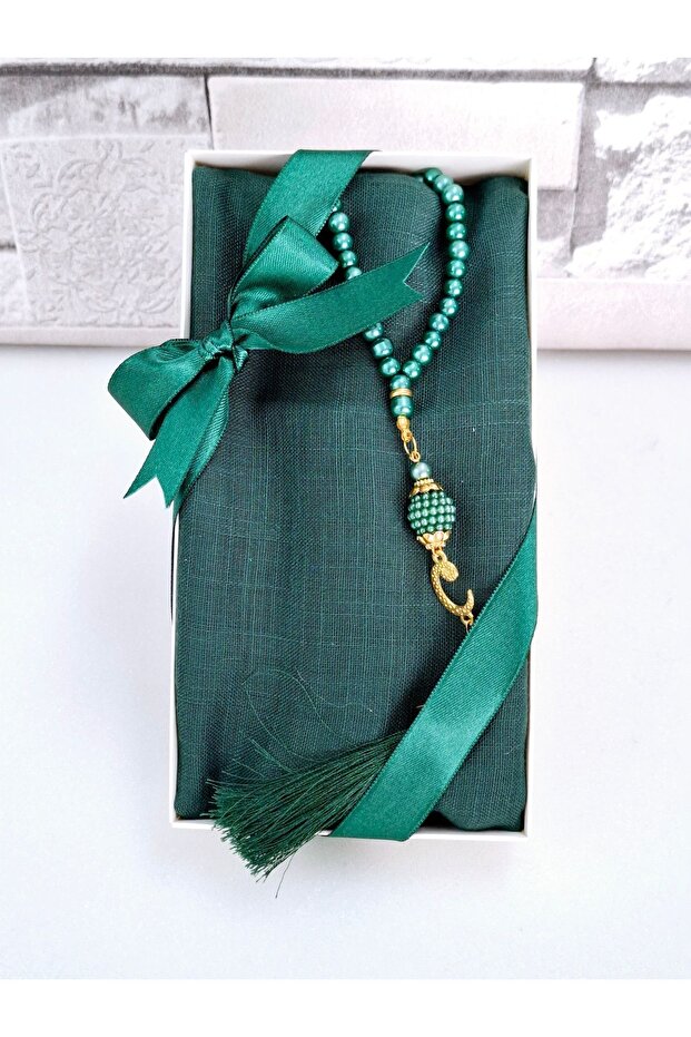 Elegant Headscarf & Pearl Prayer Beads Gift Set - Boxed
