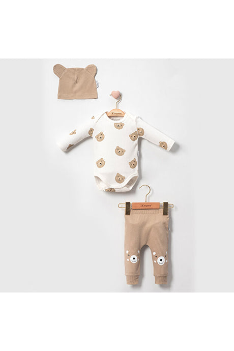 Organic Cotton Bear-Themed 3-Piece Newborn Baby Set