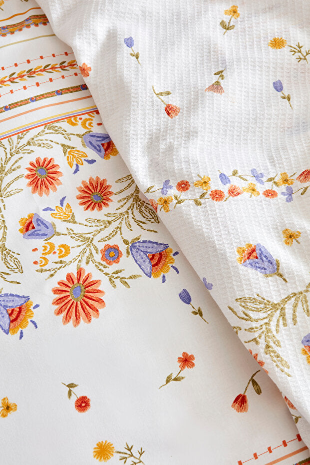 Clarice 100% Cotton Double Duvet Cover Pique Set
