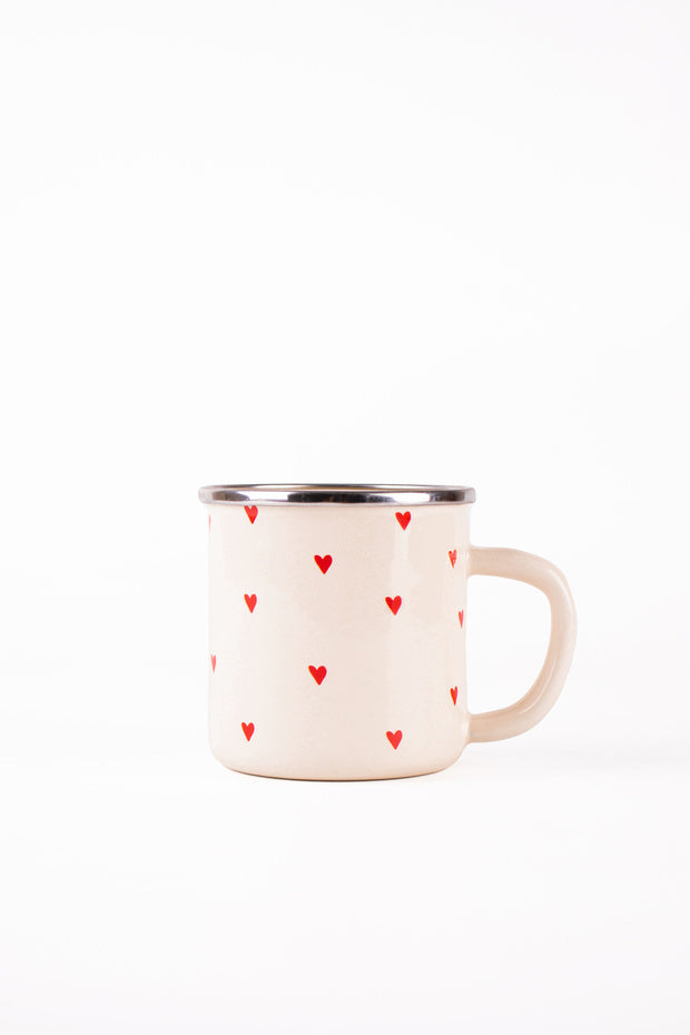 Cupid Heart Patterned Enamel Mug - Healthy & Durable