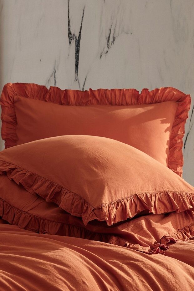 100% Cotton Ruffled Double Duvet Cover Set - 200x220 cm, 2-Piece