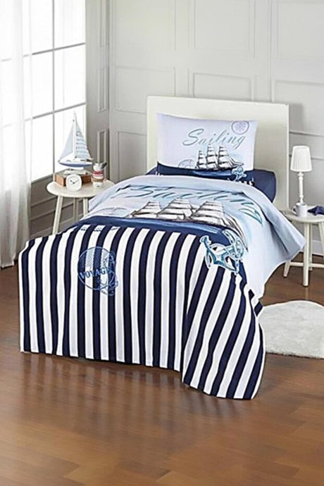 Ranforce Single Duvet Cover Set - Sailing Voyage Design