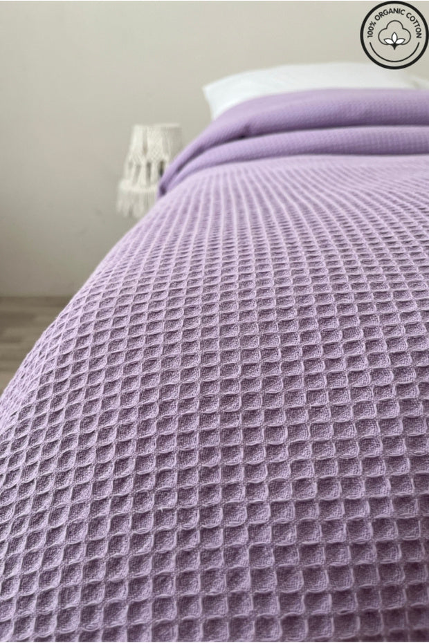 100% Organic Cotton Waffle Bedspread - Single (160x230 cm)