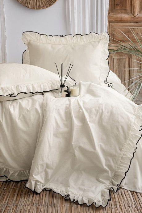 100% Cotton Ruffled Double Duvet Cover Set - 200x220cm