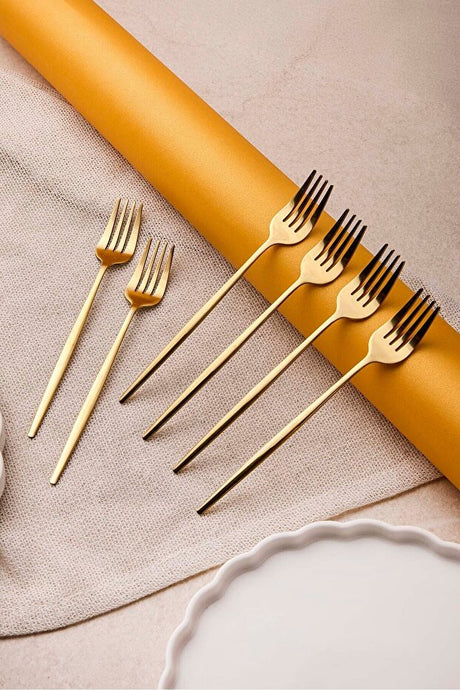 Gold Stainless Steel 6-piece Dessert Fork Set