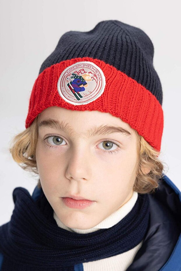 Boys' Knitted Beanie - Warm with Woven Label