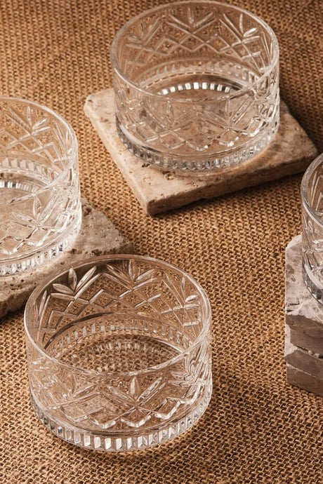 Elegant Cut Glass Dessert Bowls - Set of 4 (220ml)