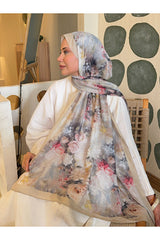 Patterned Bamboo Shawl - Soft & Firm, Beige Grey ()