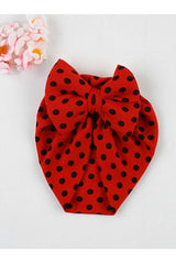 Baby Girl Bow Bonnet - Red Polka Dot Cotton