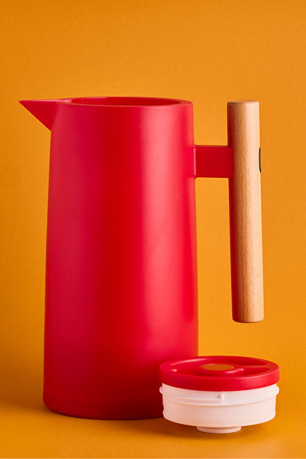 Nordic Style Vacuum Thermos - 1000ml Capacity, Red