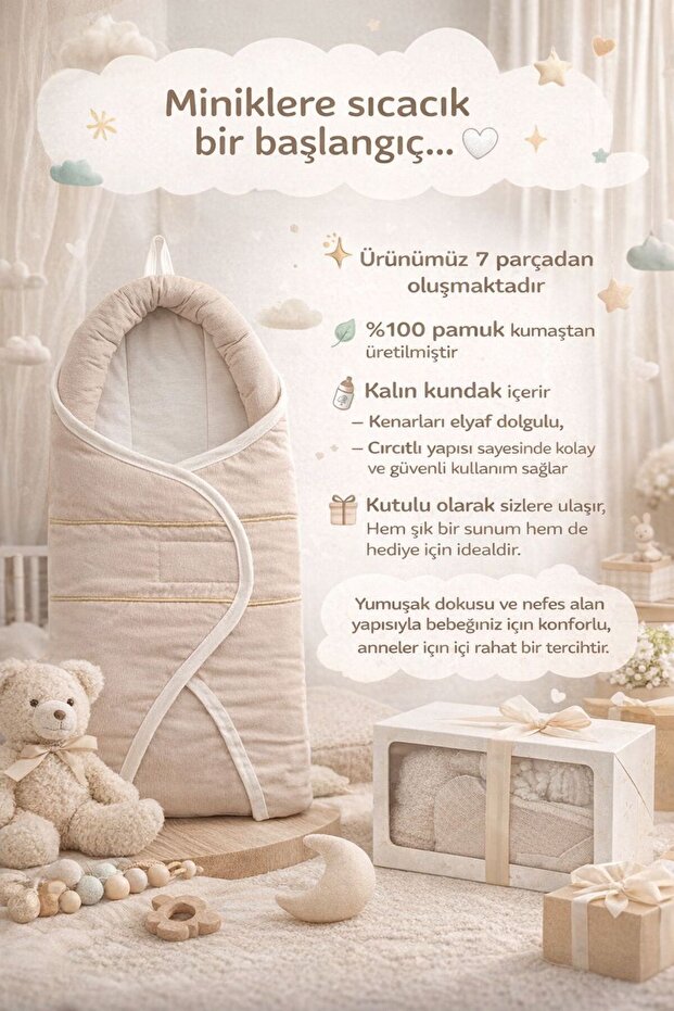 Newborn 7-Piece 100% Cotton Swaddle & Blanket Hospital Exit Set