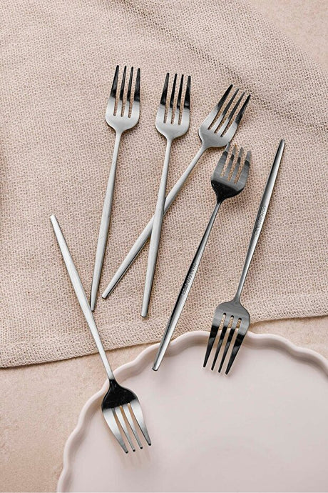 6-Piece Stainless Steel Dessert Fork Set