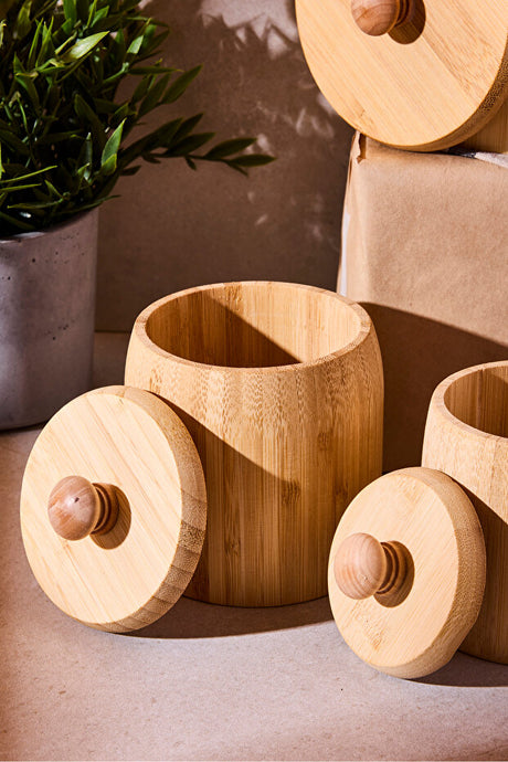 Pisa 3-Piece Bamboo Multi-Purpose Storage Jar Set
