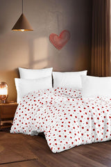 Heart Pattern Single Duvet Cover - 160x220 cm, Soft & Durable
