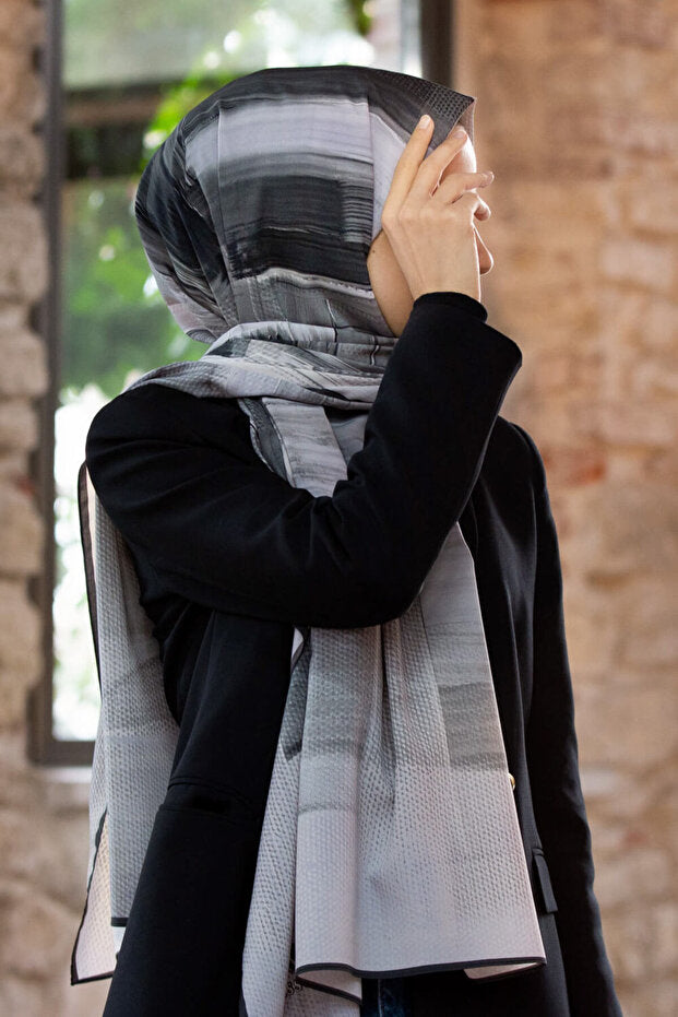 Luxury Medina Silk Shawl - Brush Patterned, Wrinkle-Resistant
