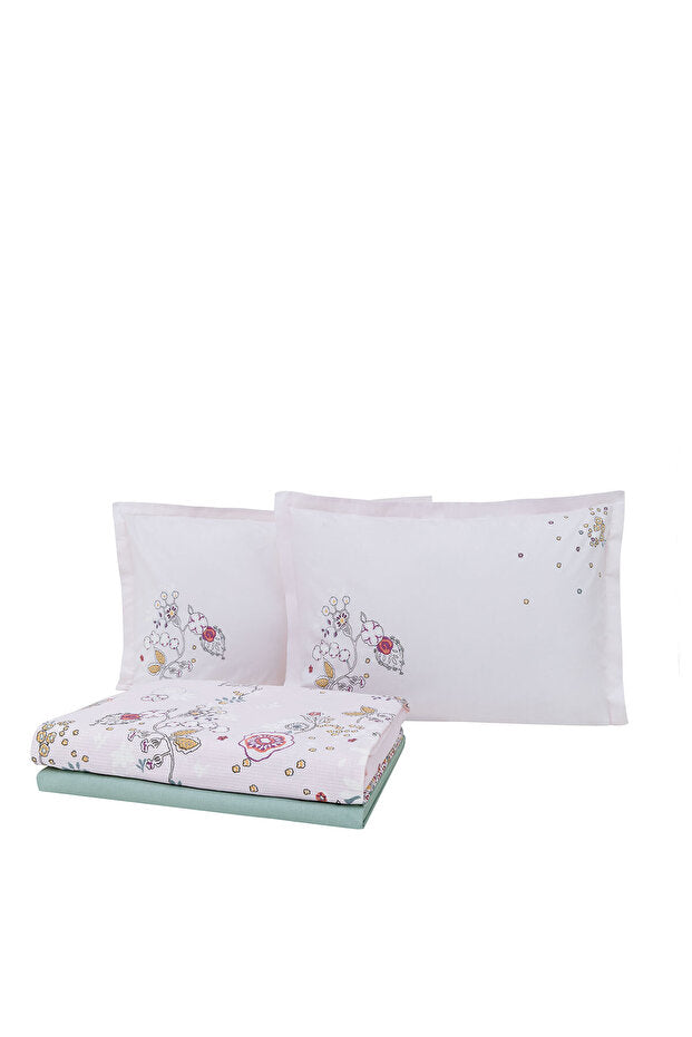 Torres Single 100% Cotton Pique Bedding Set - Light Pink Floral