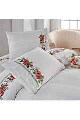 Buldan Embroidered Double Duvet Cover Set - 100% Cotton