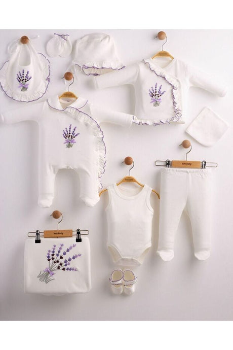 Newborn Girl Lilac Floral 10-Piece Hospital Exit Baby Clothing Set