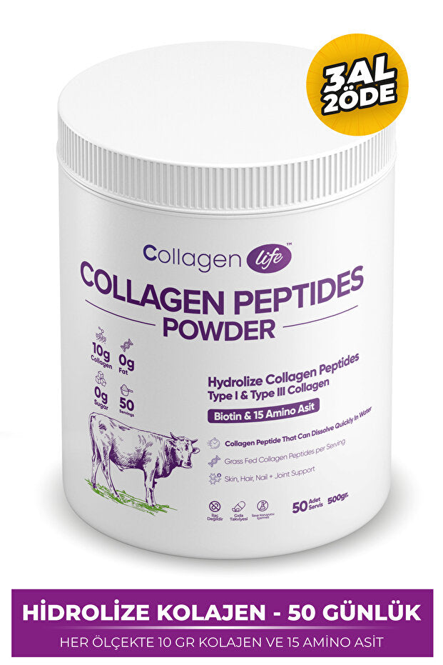 Hydrolyzed Collagen Peptides Powder - 500g (50 Servings)