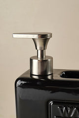 Ashley Black 750ml Porcelain Liquid Soap Dispenser with Sponge Holder