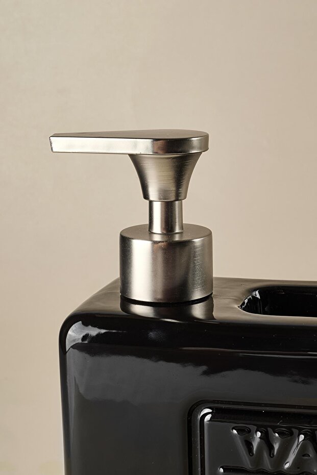 Ashley Black 750ml Porcelain Liquid Soap Dispenser with Sponge Holder