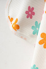 Manta para bebé de algodón natural con estampado floral blanco - 80x90 cm