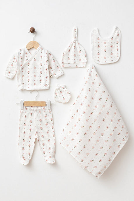 Newborn Hospital Exit Set - 6-Piece 100% Cotton Cute Flower (0-3 Months)