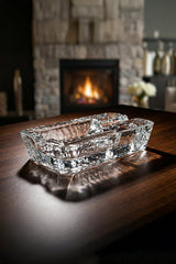 Crystal Glass Ashtray - Hand Made, Elegant Design, 18x9x4 cm