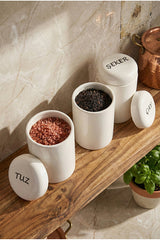 3-Piece Porcelain Lidded Storage Jar Set - Ergonomic & Round