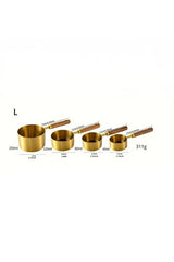 4-Piece Large Measuring Cup Set with Elegant Wooden Handles