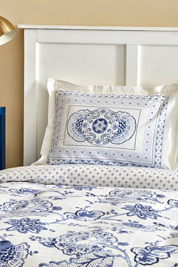 Amar Blue 100% Cotton Single Duvet Cover Set