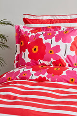 Ernie Doppel-Bettbezug-Set – 100 % Baumwolle, rosa Blumenmuster