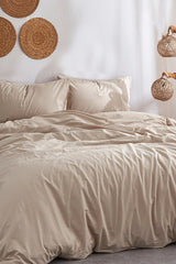Soft Brown 100% Cotton Double Duvet Cover Set
