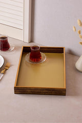 Elegant Gold Finish Rectangular Serving Tray - 25x37 cm