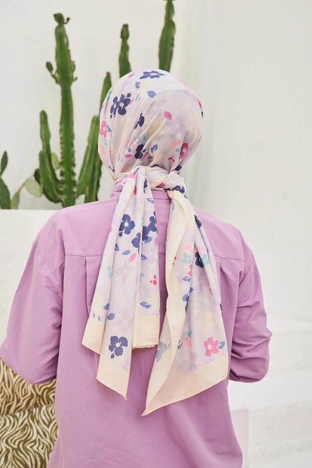 Amelia Patterned Cotton Shawl - Lilac